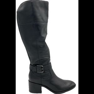 Marc Fisher Wide Calf Leather Tall Shaft Boots Riley Black - Medium